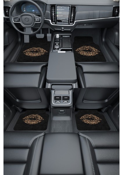 Modern Dijital Baskı Siyah Leoparlı Dudak Universal Araba Paspası, Oto Paspas fiyatları