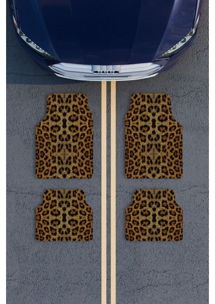 Modern Dijital Baskı Gold Leopar Desen Universal Araba Paspası, Oto Paspas