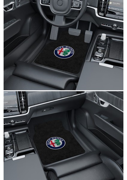 Modern Dijital Baskı Siyah Alfaromeo Logo Universal Araba Paspası, Oto Paspas modelleri