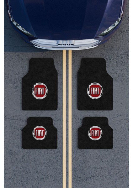 Modern Dijital Baskı Siyah Orijinal Fiat Logo Universal Araba Paspası, Oto Paspas