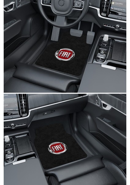 Modern Dijital Baskı Siyah Orijinal Fiat Logo Universal Araba Paspası, Oto Paspas modelleri