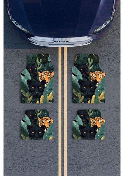 Modern Dijital Baskı Renkli Yaprak Aslan Universal Araba Paspası, Oto Paspas