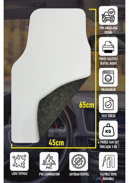 Modern Dijital Baskı Kahverengi Osmanlı Motif Universal Araba Paspası, Oto Paspas