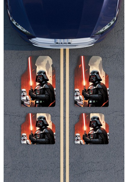Modern Dijital Baskı Siyah Kırmız Star Wars Universal Araba Paspası, Oto Paspas