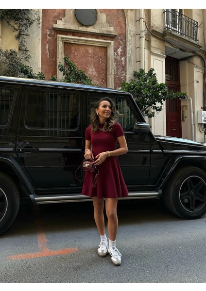 Bordo Super Mini Kadın Elbise