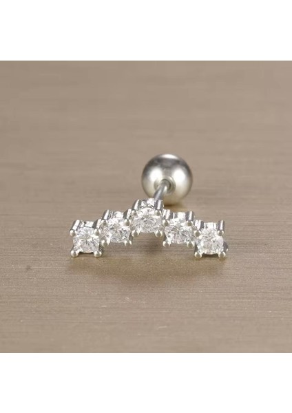 By Dilek Çetin Acessorry Çelik 5 Taşlı Kıkırdak Helix Tragus Piercing (1ADET)