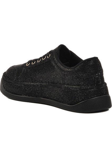 Siyah Taş İşlemeli Kadın Sneaker 25Y451-10 Z fırsatları