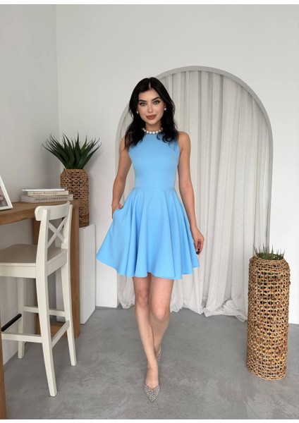 Cep Detaylı Volanlı Mini Kloş Elbise fiyatları