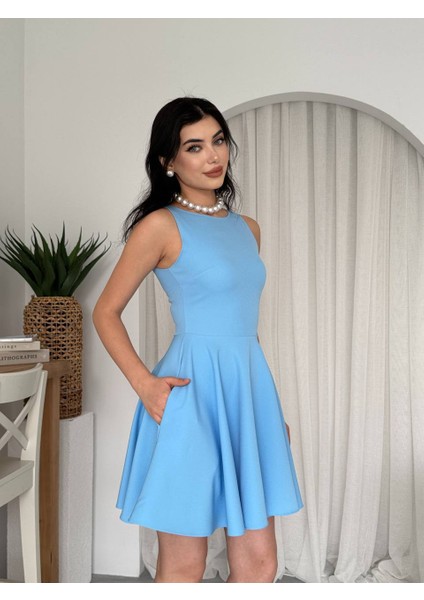 Cep Detaylı Volanlı Mini Kloş Elbise indirimleri