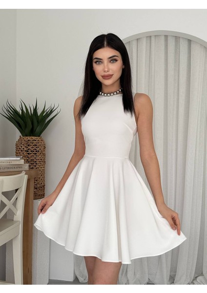 Cep Detaylı Volanlı Mini Kloş Elbise modelleri