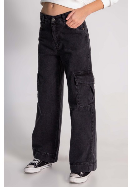 Kız Çocukkargo Cepli Jean Pantolon