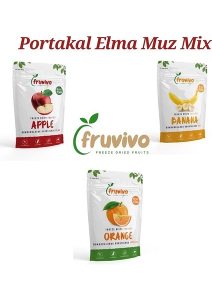 Dondurularak Kurutulmuş, Elma, Portakal, Muz Mix Paket, Kurutulmuş Meyveler
