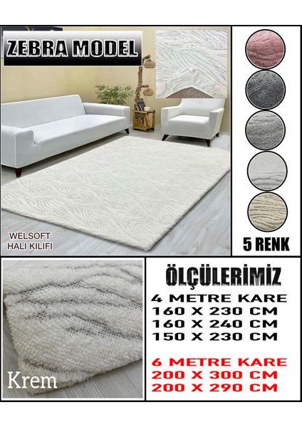 Zebra Model Welsoft Lastikli Halı Örtüsü