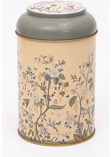 Flora Yellow Desenli Yuvarlak Metal Saklama Kabı, 10,5 x 15 Cm, 1,1 Lt fiyatları