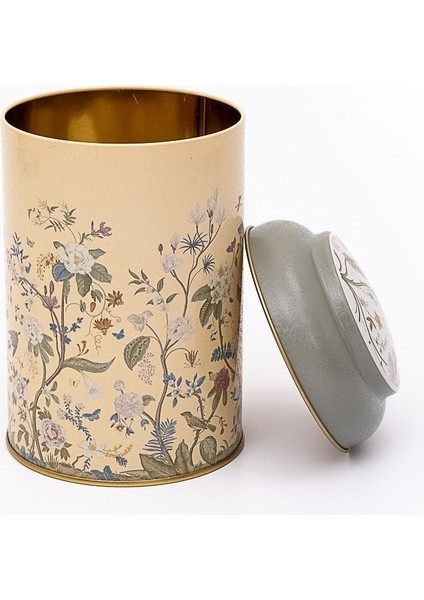 Flora Yellow Desenli Yuvarlak Metal Saklama Kabı, 10,5 x 15 Cm, 1,1 Lt modelleri