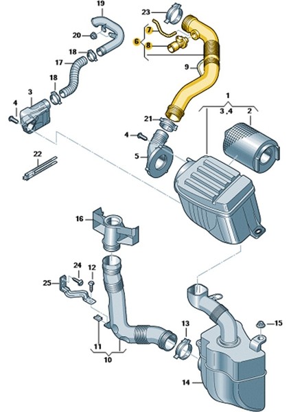 Seat Altea 2004-2008 1.6 Bgu Bse Motor Hava Filtre Borusu 1K0129684AE
