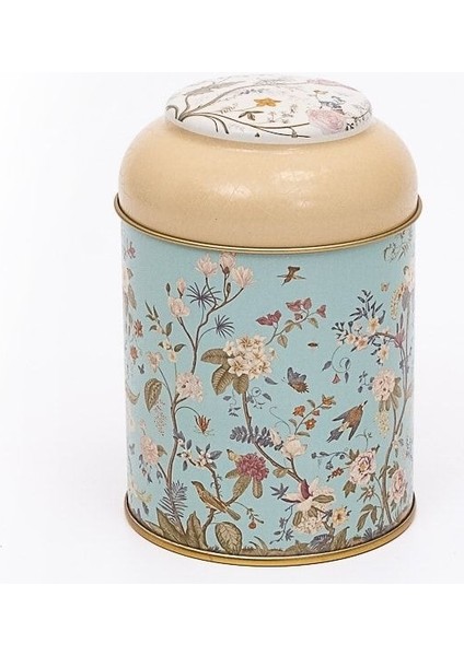 Flora Blue Desenli Yuvarlak Metal Saklama Kabı, 9 x 11 Cm, 0,6 Lt fiyatları