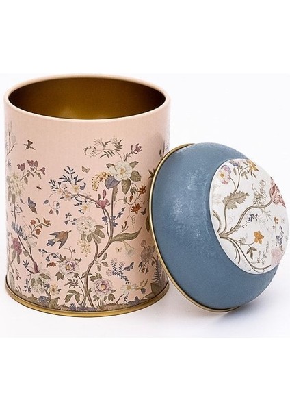 Flora Pink Desenli Yuvarlak Metal Saklama Kabı, 9 x 11 Cm, 0,6 Lt modelleri