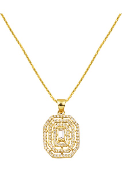 14 Ayar Köşeli Baget Altın Kolye