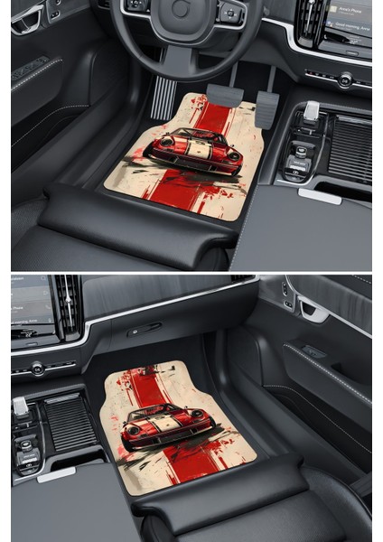 Modern Dijital Baskı Kırmızı Car Araba Universal Araba Paspası, Oto Paspas modelleri