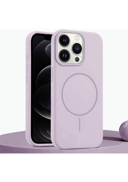 Apple iPhone 12 Pro Max Uyumlu Kılıf Zebana Liquid Soft Silikon Kılıf (Kablosuz Şarj Destekli) Lila