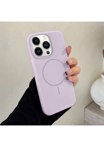 Apple iPhone 12 Pro Max Uyumlu Kılıf Zebana Liquid Soft Silikon Kılıf (Kablosuz Şarj Destekli) Lila