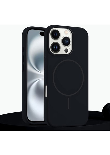 Apple iPhone 16 Pro Uyumlu Kılıf Zebana Liquid Soft Silikon Kılıf (Kablosuz Şarj Destekli) Siyah