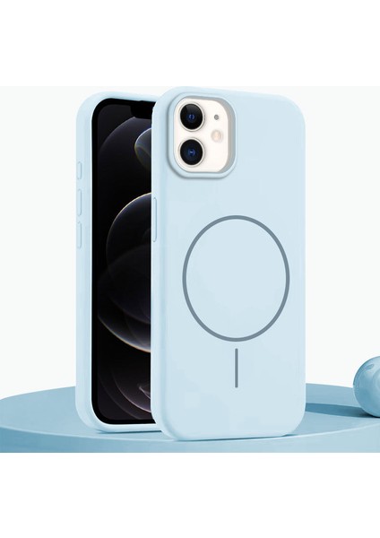 Apple iPhone 11 Uyumlu Kılıf Zebana Liquid Soft Silikon Kılıf (Kablosuz Şarj Destekli) Açık Mavi