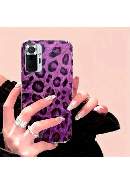 Xiaomi Redmi Note 10 Pro Uyumlu Kılıf Zebana Luxe Leopard Silikon Kılıf Mor fiyatları