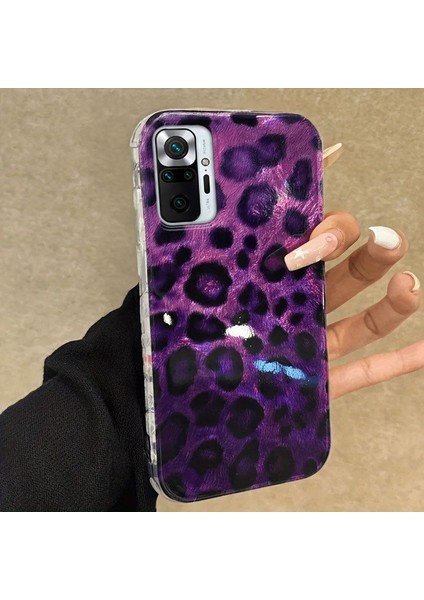Xiaomi Redmi Note 10 Pro Uyumlu Kılıf Zebana Luxe Leopard Silikon Kılıf Mor modelleri