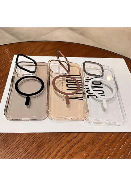 Apple iPhone 15 Pro Max Uyumlu Kılıf Zebana Glossy Şeffaf Kılıf (Kablosuz Şarj Destekli) Siyah