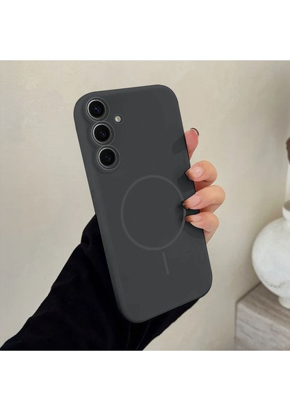 Samsung Galaxy S23 Fe Uyumlu Kılıf Zebana Liquid Soft Silikon Kılıf (Kablosuz Şarj Destekli) Gri modelleri
