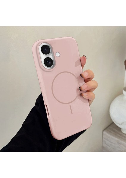 Apple iPhone 16 Plus Uyumlu Kılıf Zebana Liquid Soft Silikon Kılıf (Kablosuz Şarj Destekli) Pembe modelleri