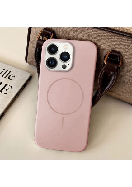 Apple iPhone 14 Pro Uyumlu Kılıf Zebana Liquid Soft Silikon Kılıf (Kablosuz Şarj Destekli) Pembe