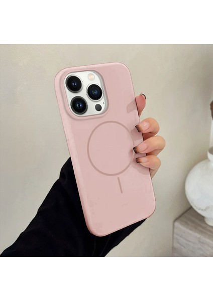 Apple iPhone 14 Pro Uyumlu Kılıf Zebana Liquid Soft Silikon Kılıf (Kablosuz Şarj Destekli) Pembe