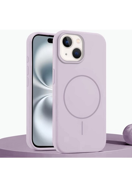 Apple iPhone 13 Uyumlu Kılıf Zebana Liquid Soft Silikon Kılıf (Kablosuz Şarj Destekli) Lila