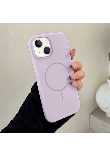 Apple iPhone 13 Uyumlu Kılıf Zebana Liquid Soft Silikon Kılıf (Kablosuz Şarj Destekli) Lila