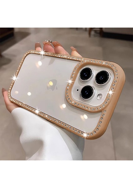 Apple iPhone 11 Pro Max Uyumlu Kılıf Zebana Bling Diamond Silikon Kılıf Desert Titanyum