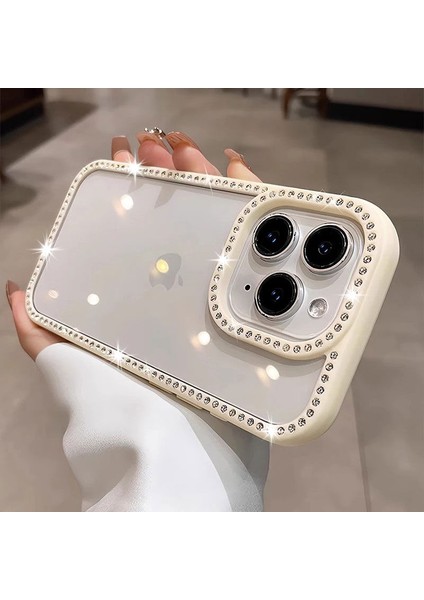 Apple iPhone 11 Pro Max Uyumlu Kılıf Zebana Bling Diamond Silikon Kılıf Beyaz