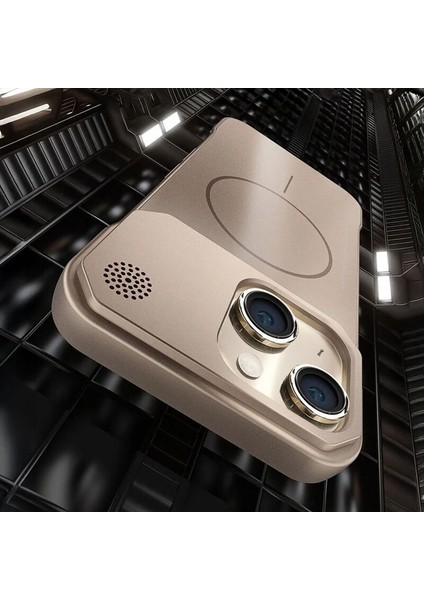 Apple iPhone 15 Uyumlu Kılıf Zebana Elite Titan Metal Kılıf (Kablosuz Şarj Destekli) Desert Titanyum fırsatları