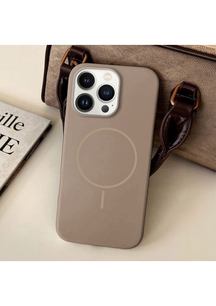 Apple iPhone 16 Pro Max Uyumlu Kılıf Zebana Liquid Soft Silikon Kılıf (Kablosuz Şarj Destekli) Desert Titanyum