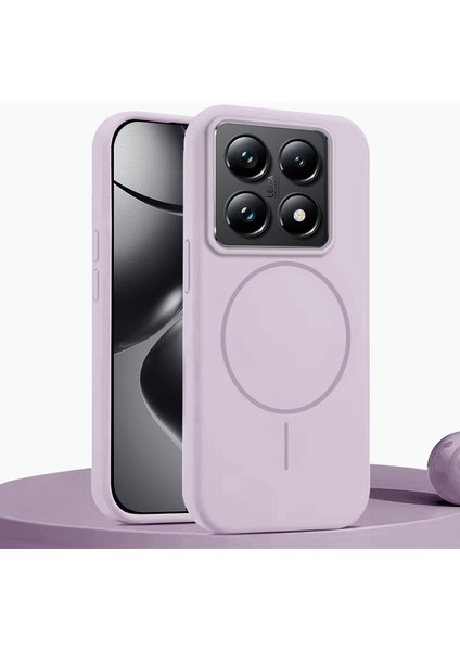Xiaomi Mi 14T Pro Uyumlu Kılıf Zebana Liquid Soft Silikon Kılıf (Kablosuz Şarj Destekli) Lila