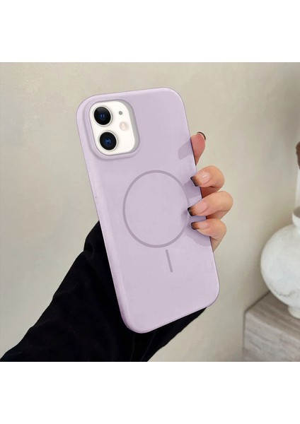 Apple iPhone 12 Uyumlu Kılıf Zebana Liquid Soft Silikon Kılıf (Kablosuz Şarj Destekli) Lila modelleri