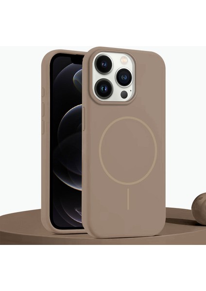 Apple iPhone 12 Pro Uyumlu Kılıf Zebana Liquid Soft Silikon Kılıf (Kablosuz Şarj Destekli) Desert Titanyum