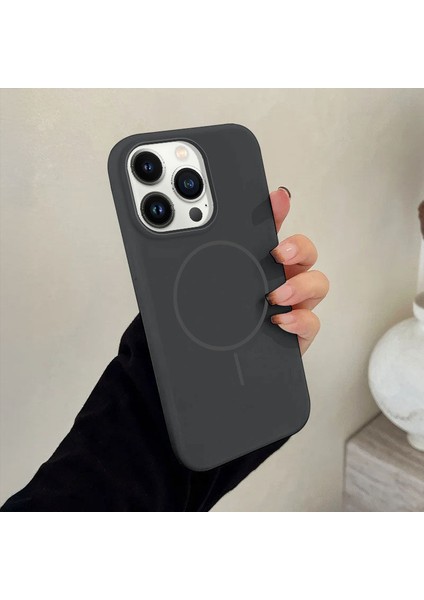 Apple iPhone 15 Pro Uyumlu Kılıf Zebana Liquid Soft Silikon Kılıf (Kablosuz Şarj Destekli) Gri modelleri