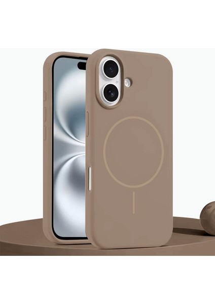 Apple iPhone 16 Plus Uyumlu Kılıf Zebana Liquid Soft Silikon Kılıf (Kablosuz Şarj Destekli) Desert Titanyum