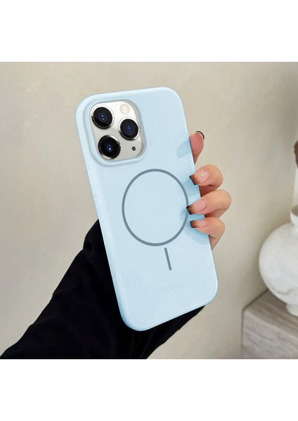 Apple iPhone 11 Pro Max Uyumlu Kılıf Zebana Liquid Soft Silikon Kılıf (Kablosuz Şarj Destekli) Açık Mavi modelleri
