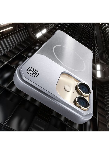 Apple iPhone 16 Uyumlu Kılıf Zebana Elite Titan Metal Kılıf (Kablosuz Şarj Destekli) Gri fırsatları
