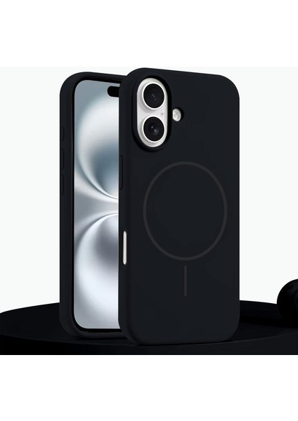 Apple iPhone 16 Uyumlu Kılıf Zebana Liquid Soft Silikon Kılıf (Kablosuz Şarj Destekli) Siyah
