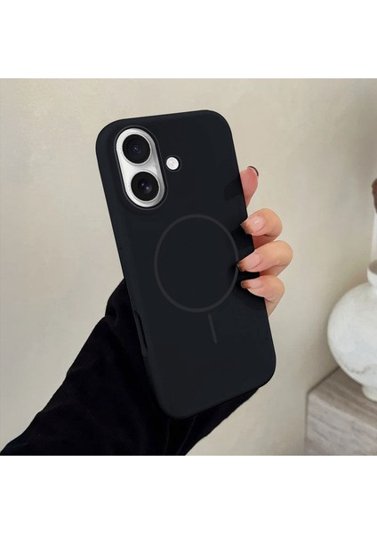 Apple iPhone 16 Uyumlu Kılıf Zebana Liquid Soft Silikon Kılıf (Kablosuz Şarj Destekli) Siyah